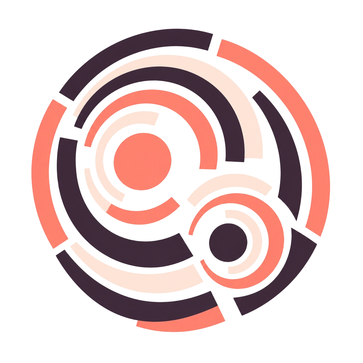 Radiating geometric arcs representing communication and connection