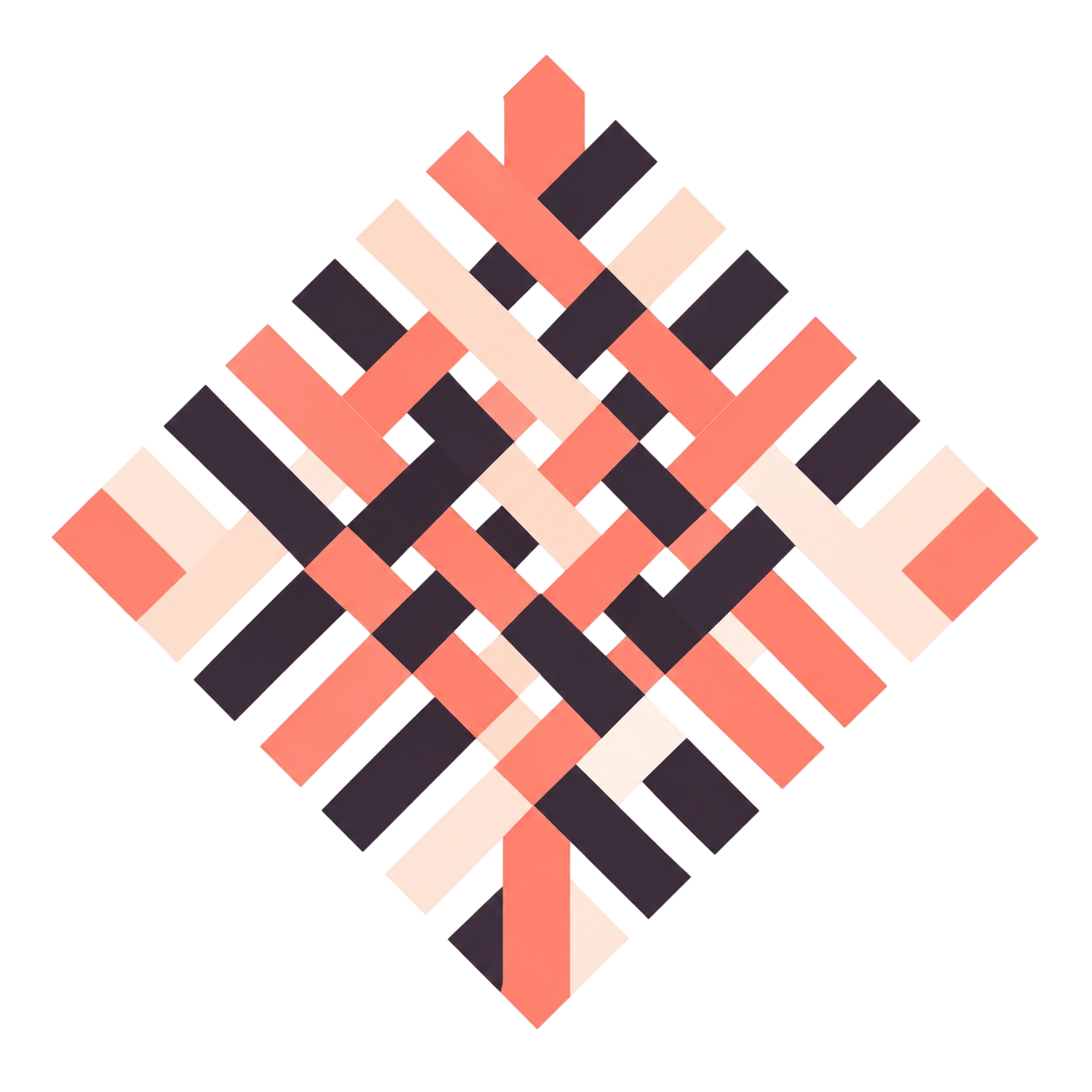 An ordered field of diagonal geometric forms representing brand clarity