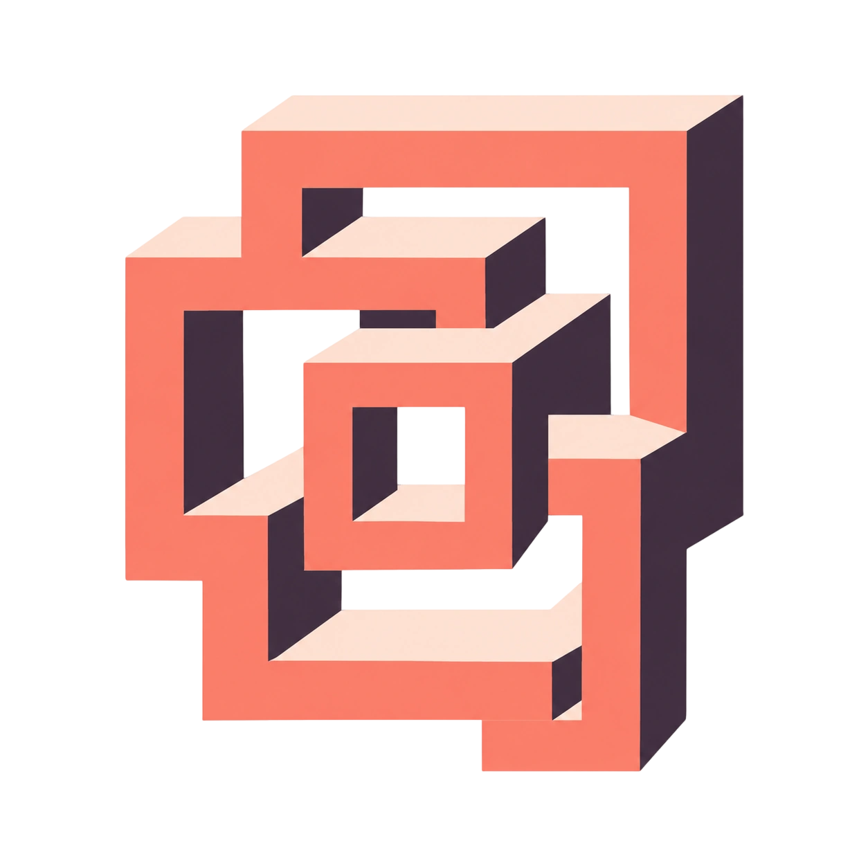 Interlocking geometric frames representing a connected digital experience